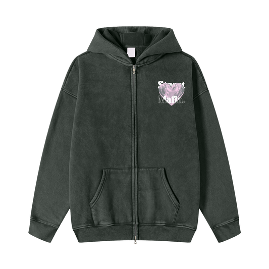 “PINK HEART” StreetMafia Stone Wash Hoodies