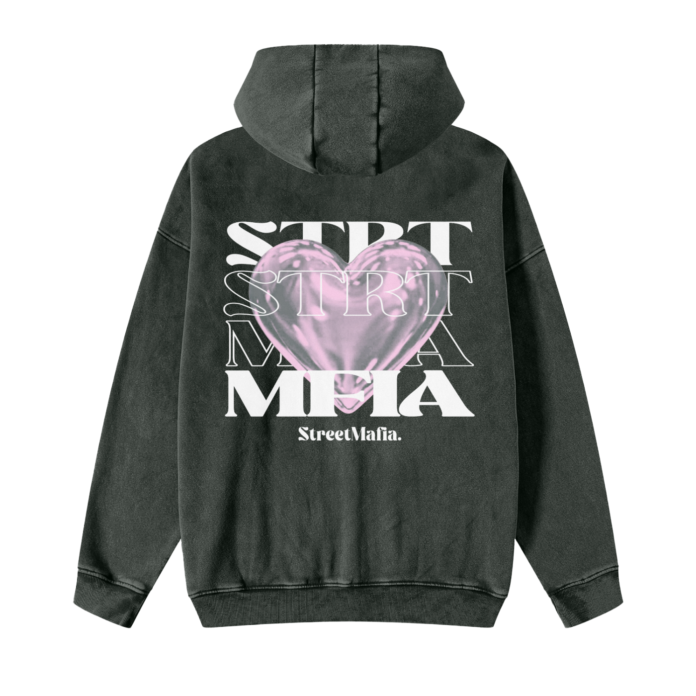 “PINK HEART” StreetMafia Stone Wash Hoodies