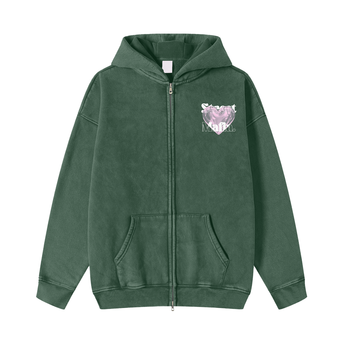 “PINK HEART” StreetMafia Stone Wash Hoodies