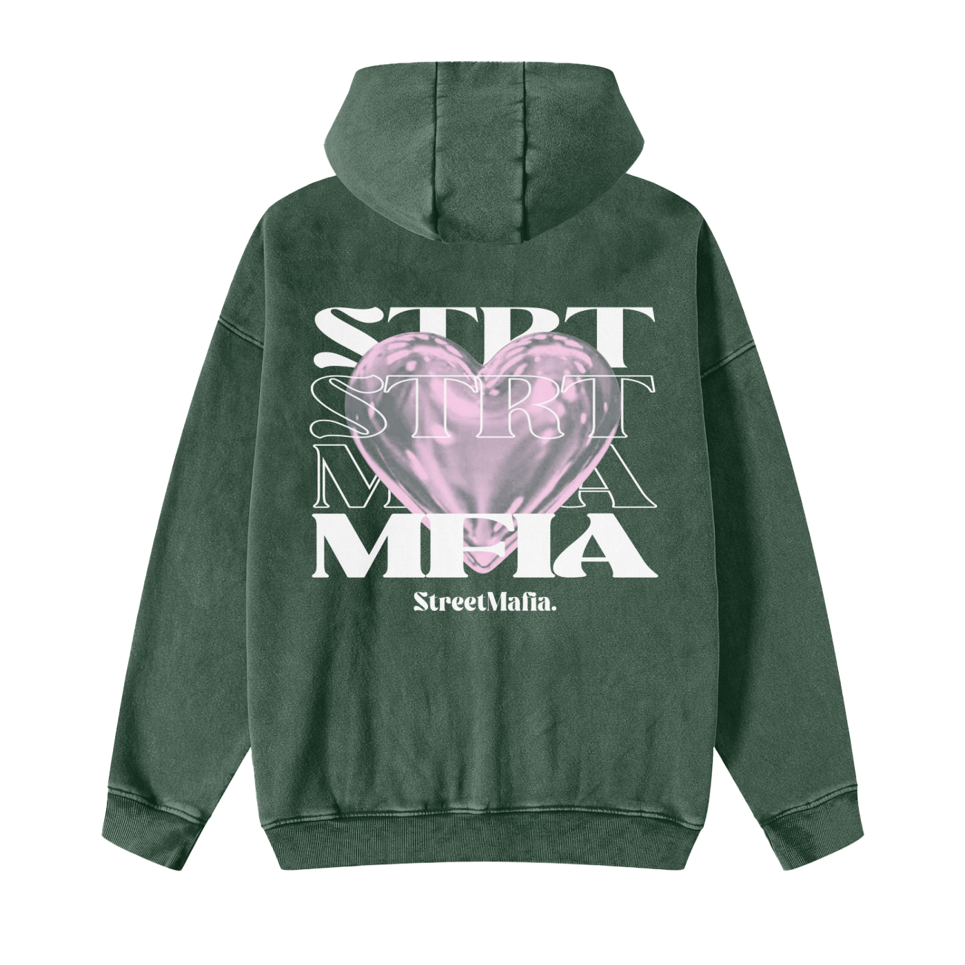 “PINK HEART” StreetMafia Stone Wash Hoodies