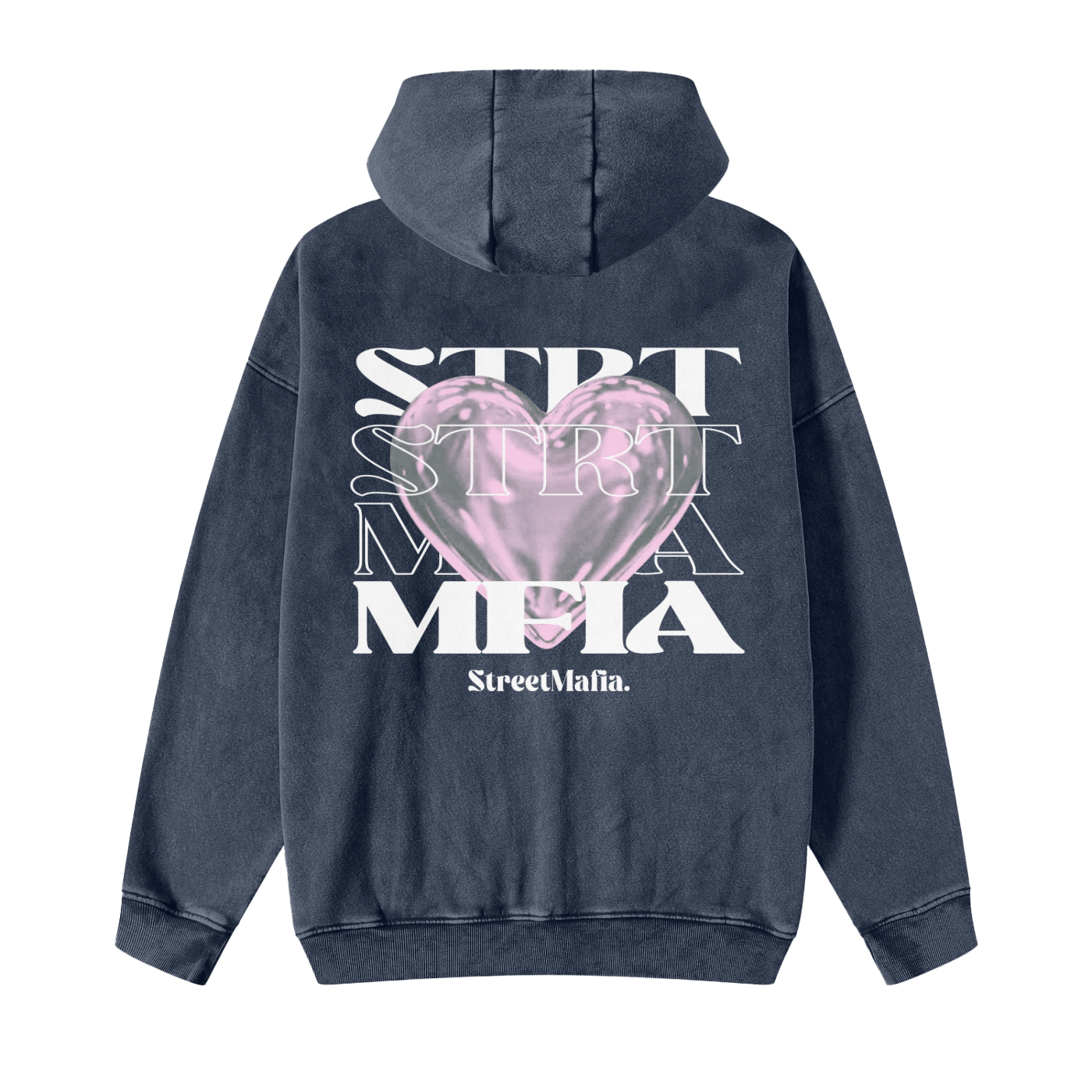 “PINK HEART” StreetMafia Stone Wash Hoodies